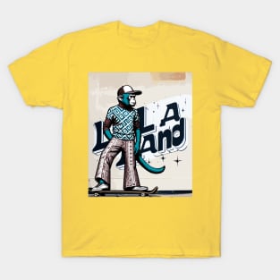 Retro Monkey Skateboarder - Vintage Style Illustration T-Shirt